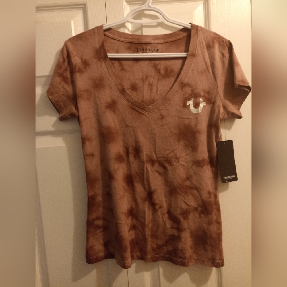 TRUE  RELIGION/Deep V Neck/TieDye/Small